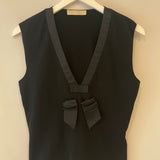 Valentino Black Sleeveless Wool Top with Bow Detail Size L (UK 12)