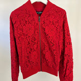 Dolce & Gabbana Red Lace Bomber Jacket Size IT 36 (UK 4)