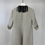 Bellavitis Couture Striped Cream And Black Jacket with Gold Trim And Feather Detail Size UK 6-8