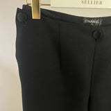 Chanel Navy Pleated Button Down Wool Trouser FR 40 (UK 12)