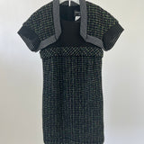 Chanel Black, Green and Pink Tweed Midi Dress with Mesh Inserts Size FR 36 (UK 8)