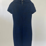 Chanel Navy Short Sleeve Midi Dress with CC buttons Detail Size FR 36 (UK 8)