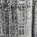 Chanel White and Black Runway Tweed Jacket with Pearl Detail FR 42 (UK 14)