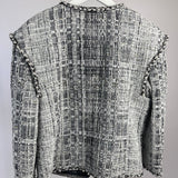 Chanel White and Black Runway Tweed Jacket with Pearl Detail FR 42 (UK 14)