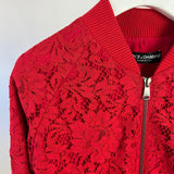 Dolce & Gabbana Red Lace Bomber Jacket Size IT 36 (UK 4)