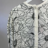 Loro Piana White and Black Floral Silk Shirt Size IT 40 (UK 8)