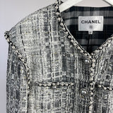 Chanel White and Black Runway Tweed Jacket with Pearl Detail FR 42 (UK 14)