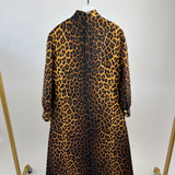 Gucci Brown High-Neck Long-Sleeve Leopard Print Brown Midi Dress Size IT 42 (UK 10)