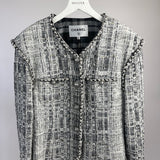 Chanel White and Black Runway Tweed Jacket with Pearl Detail FR 42 (UK 14)