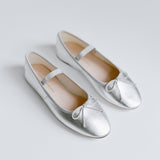 Roeffler Randall - Leonie Silver Leather Ballet Flat