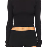 ETERNE - Cropped Long Sleeve Fitted Top Black