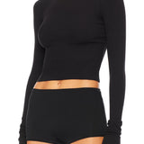 ETERNE - Cropped Long Sleeve Fitted Top Black