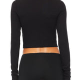 ETERNE - Butter Rib Cropped Fitted Turtleneck Top Black