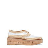 GABRIELA HEARST - Louis Platform Brogue in White Leather & Natural Raffia