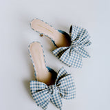 Roeffler Randall - Margot Blue Gingham Bow Mule