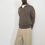 FRAME - Silk Blend Polo Sweater -- Soft Mocha