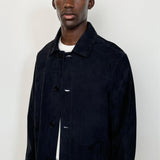 FRAME - Unlined Suede Chore Coat -- Dark Navy