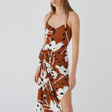 MONSE - Floral Print Draped Slip Dress