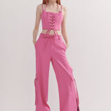 MONSE - Side Slit Cargo Pants with Chain