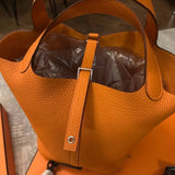 Hermès Picotin Bag 22cm in Orange Clemence Leather with Palladium Hardware