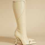 MANU ATELIER - Knee High Pointy Toe Boots Vanilla