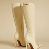 MANU ATELIER - Knee High Pointy Toe Boots Vanilla