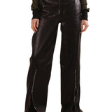 Elleme - Wide Leg Leather Zipper Trousers