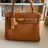 Hermès Kelly 25cm in Gold Togo Leather With Gold Hardware