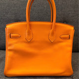 Hermès Orange Birkin 30 Bag in Swift Leather With Palladium Hardware