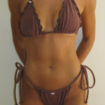 Tidal Terry Triangle Bikini Top - Chocolate - The Iconic Issue